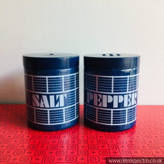 Blue CLP glass salt and pepper pots
