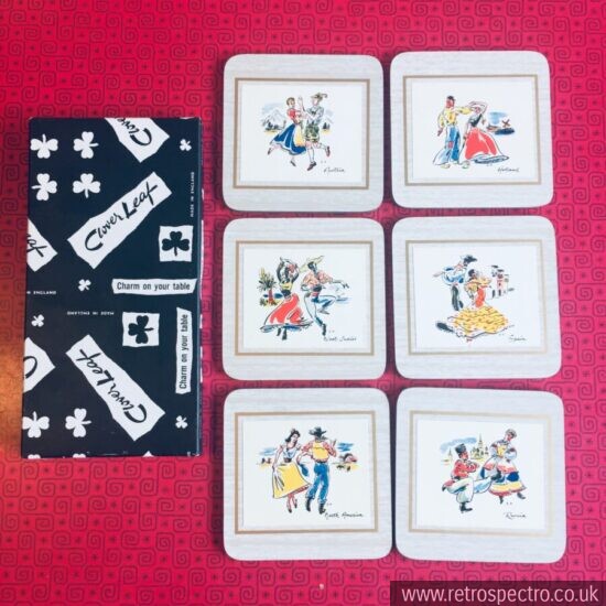 Clover Leaf Coasters featuring dancing figures