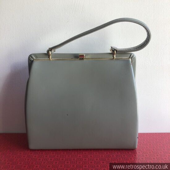 Eros Handbag Real Leather Elbeif Gold Clasp Light Grey + Suede Lining