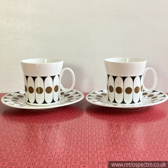 Vintage Black Velvet Pattern Cups and Saucers